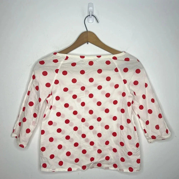MINI BODEN Polka Dot Print Valentines Popover Smocked Sleeve Blouse Size 7 - Picture 6 of 9